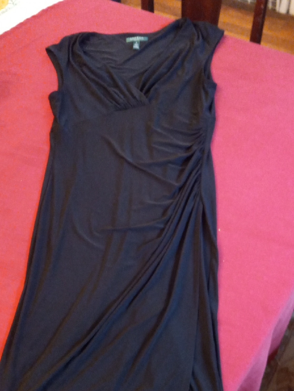 Ralph Lauren Black Ruched Midi Dress NWOT